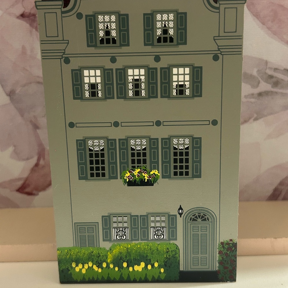 95 east bay. Rainbow row. Collector Decorative Building Art with Green Shutters